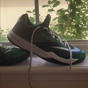 Green Nike zoom basketball shoes!